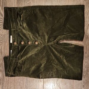 ANN TAYLOR LOFT OUTLET HIGH RISE
CORDUROY BUTTON FLY SKINNY JEANS, Olive Green